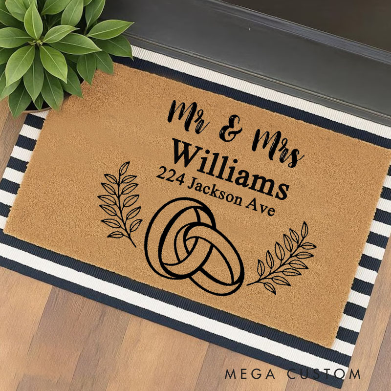 Personalized Wedding Doormat with Custom Mr. & Mrs Durable Coir Welcome Mat Perfect for Entryway or Gift Idea Housewarming Gifts for Couple