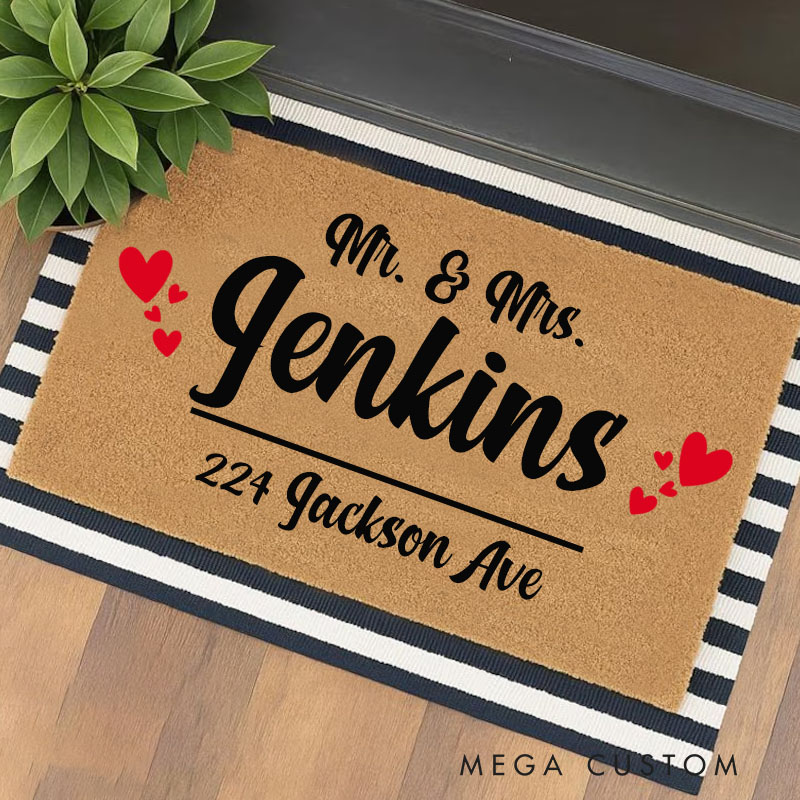 Personalized Couple Doormat Custom Mr and Mrs Doormat Durable Coir Welcome Mat for New Home Entryway Romantic Housewarming Gift for Couples