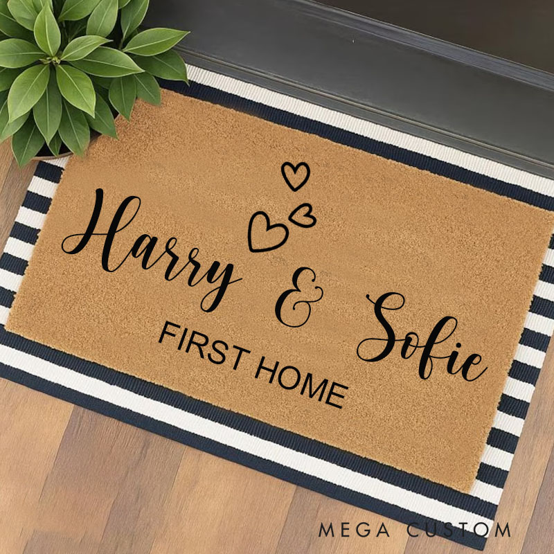 Personalized Couple Door Mat Personalised Front Door Mat Custom Printed First Home Couple's Gift First Home