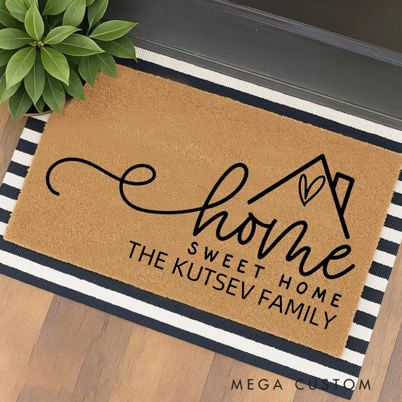 Personalized Home Sweet Home Doormat Durable Coir Welcome Mat for New Home Entryway Decorative Housewarming Gift for Families and Couples