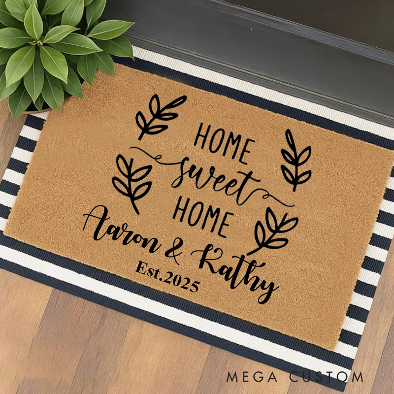 Personalized Home Sweet Home Doormat Custom Durable Coir Welcome Mat for New Home Entryway Decorative Housewarming Gift for Families and Couples