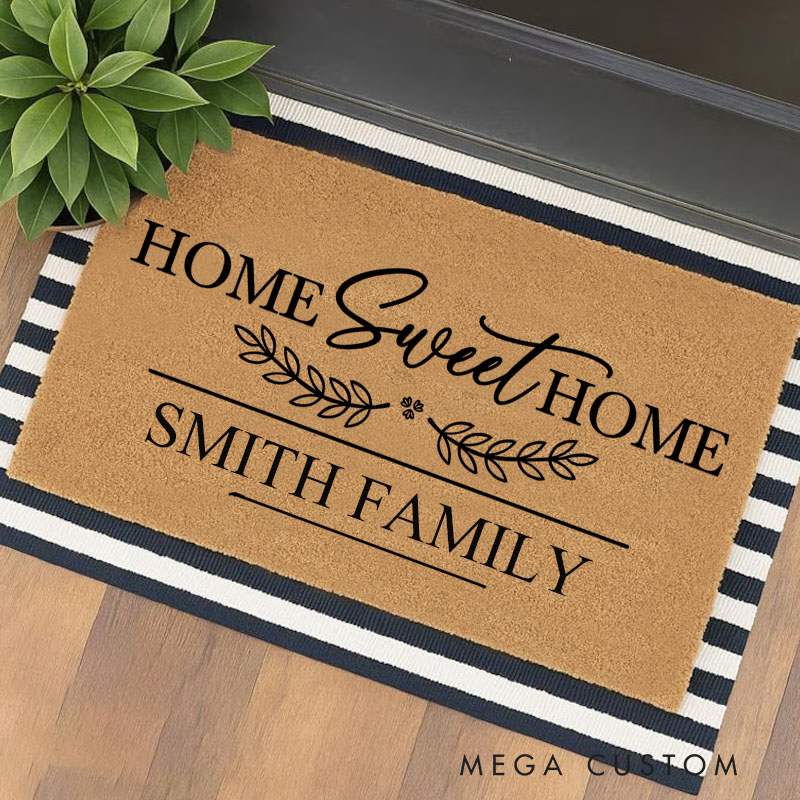 Personalized Home Sweet Home Doormat Custom Family Design Durable Coir Welcome Mat for New Home Entryway Thoughtful Housewarming Gift for Families