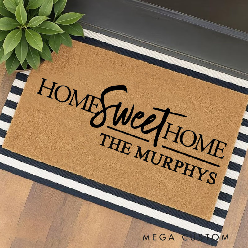 Personalized Home Sweet Home Doormat Custom Family Name Durable Coir Welcome Mat for New Home Entryway Perfect Housewarming Gift for Couples