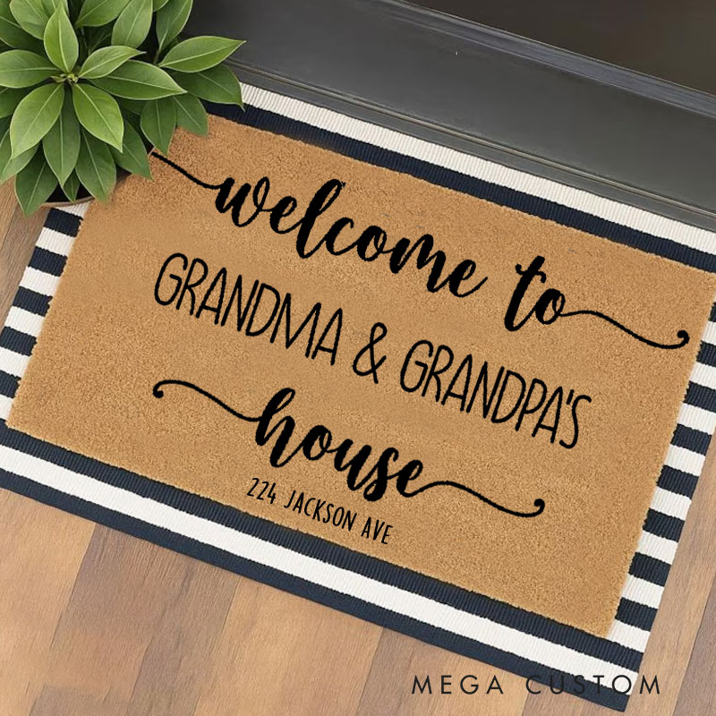 Personalized Welcome Doormat Custom Coir Mat with Name Indoor Outdoor Mat for Grandparent Housewarming New Home Gift 