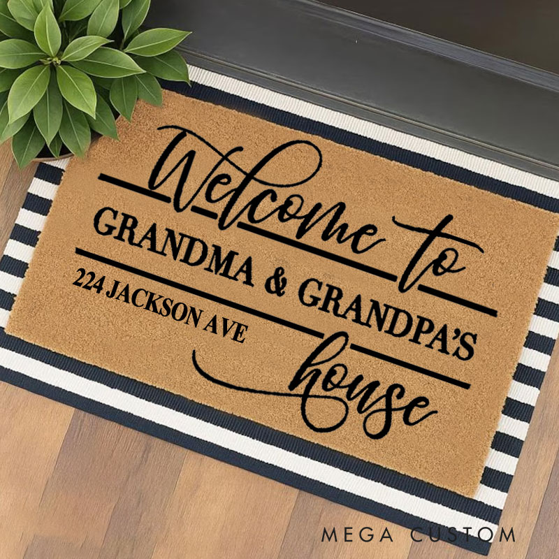 Personalized Welcome Doormat Custom Coir Mat with Name Indoor Outdoor Mat for Grandparent Housewarming New Home Gift 