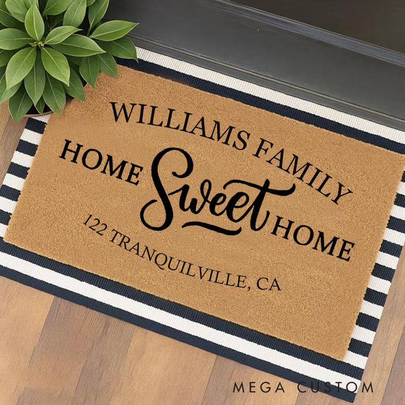 Personalized Home Sweet Home Doormat Custom Family Doormat Durable Coir Welcome Mat for New Home Entryway Perfect Housewarming Gift