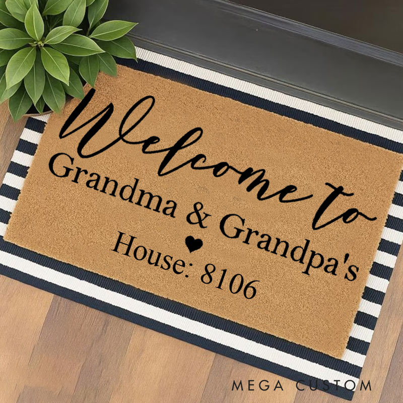 Personalized Welcome Doormat Custom Coir Mat with Name Indoor Outdoor Mat for Grandparent Housewarming New Home Gift 