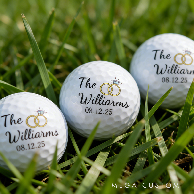 Personalized Wedding Golf Ball with Custom Names and Date for Golf Loving Newlyweds