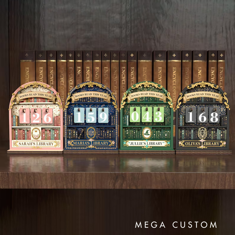 Personalized Books Read This Year Counter Vintage Book Read Tracker with Name Library Sign for Book Lover Bookish Librarian Reader Christmas Gift