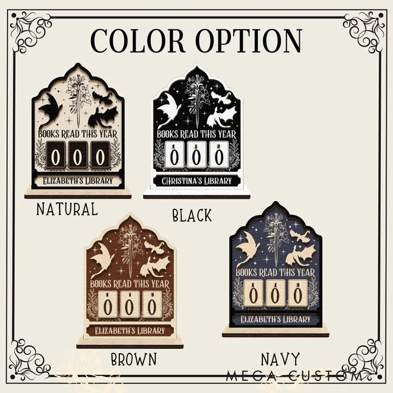 Personalized Books Read This Year Counter Vintage Book and Cat Reading Tracker with Name Bookshelf Decor for Book Lover Bookish Librarian Reader Christmas Gift