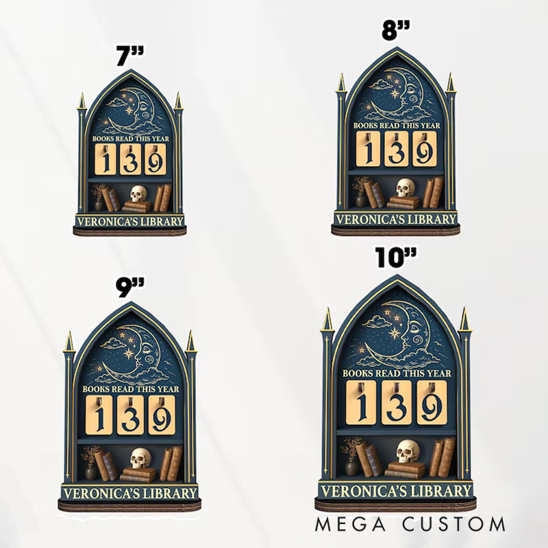 Personalized Books Read This Year Counter Gothic Books Tracker with Name Bookshelf Decor for Book Lover Bookish Librarian Reader Christmas Gift