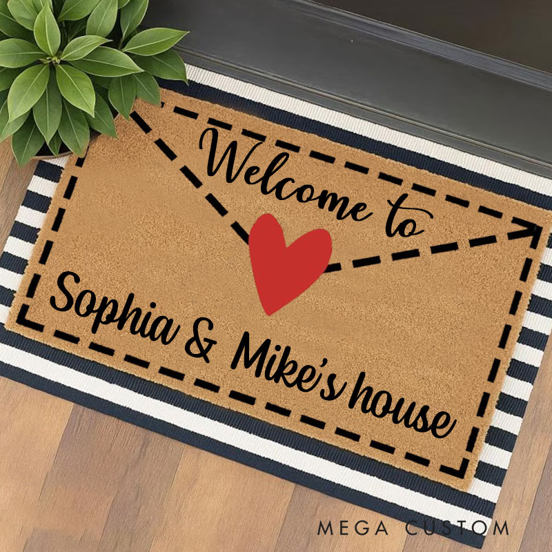 Personalized Valentine's Day Welcome Doormat Cute Love Letter Doormat Housewarming New Home Gift 