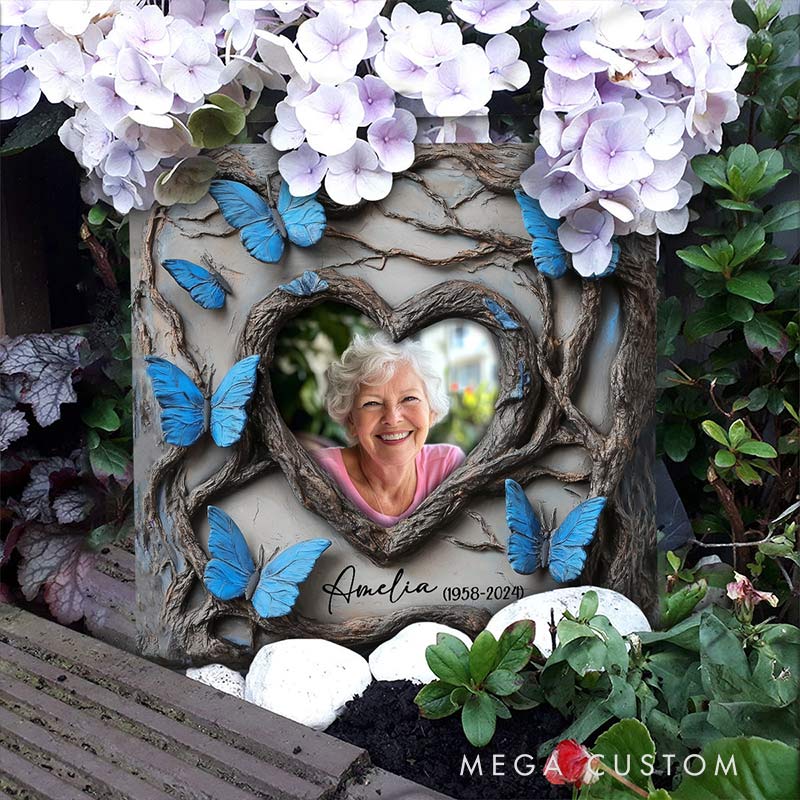 Personalized Memorial Stone In Loving Memory Blue Butterfly Sympathy Gift Slate Grave Marker Keepsake Bereavement Gift 