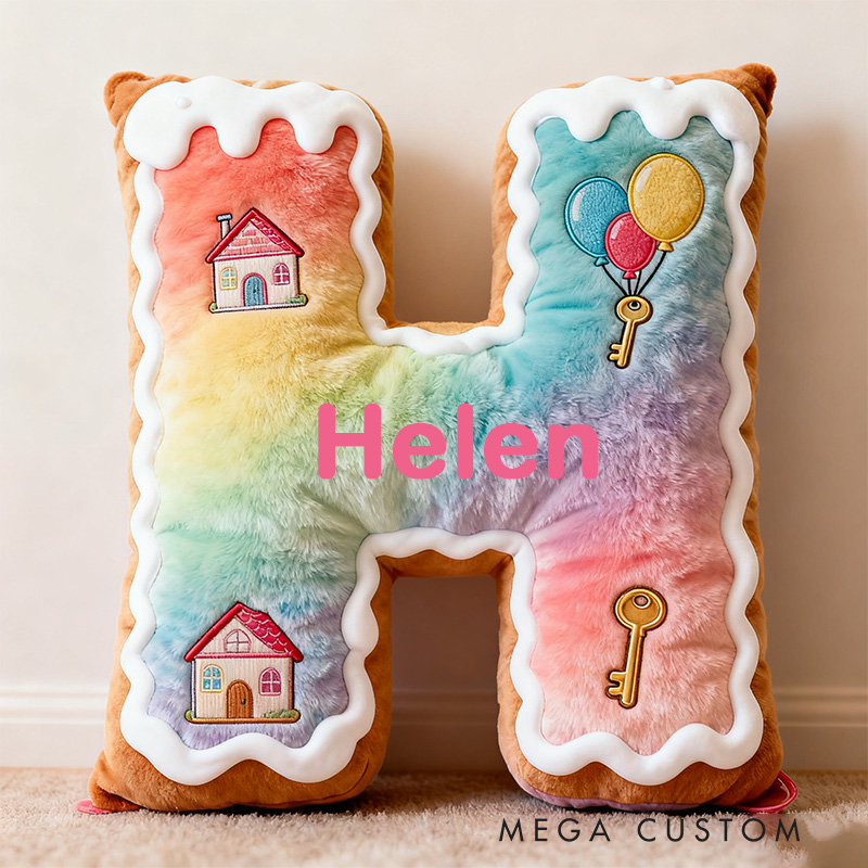 Personalized Rainbow Letter Pillow Custom Name Soft Decorative Cushion for Kids Room Graphic 3D Print Unique Gift for Children