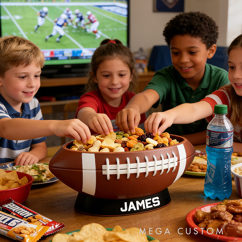 Personalized 3D Printed Football Snack Bowl for Sports Fans Parties and Tailgates