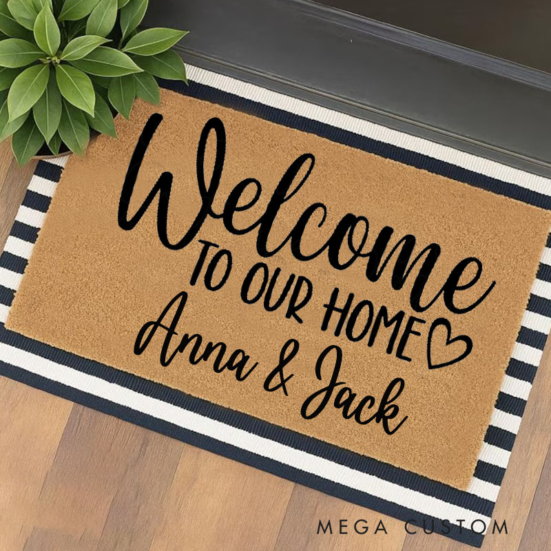 Personalized Welcome Mat Custom Door Mat Welcome to Our Home Design Indoor Outdoor Rug for Entryway Porch Housewarming Gift Durable Home Decor