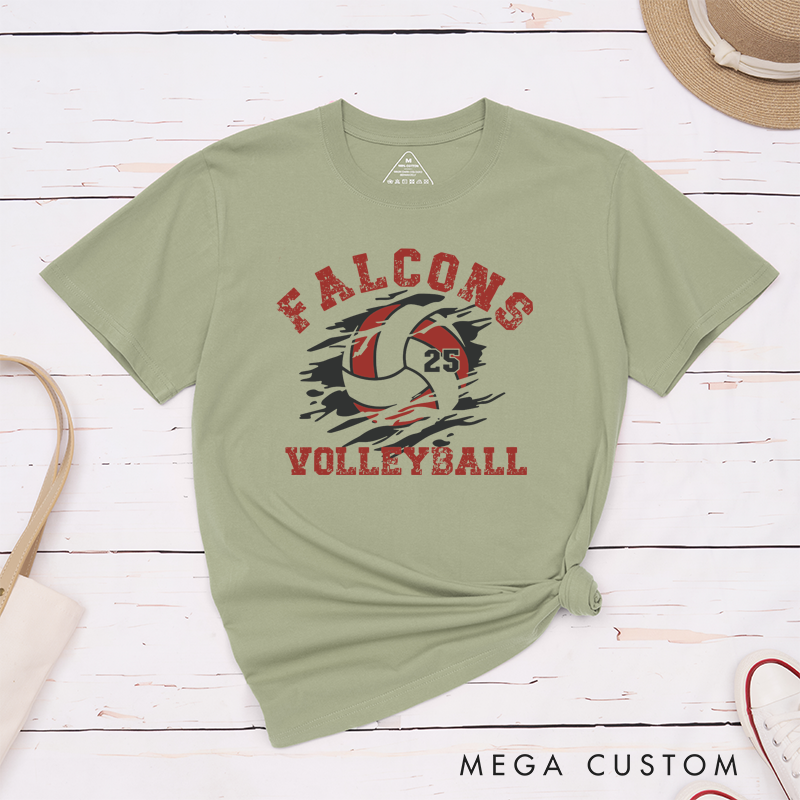 Personalized Volleyball T-Shirts Featuring Your Team Name and Number - Custom Team Spirit Tee