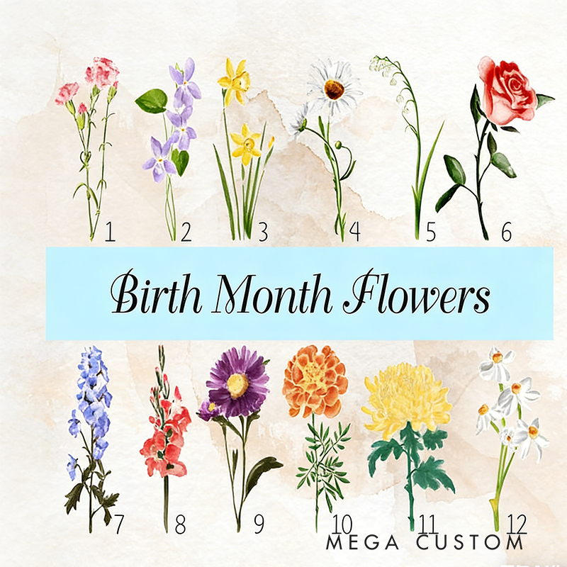 Personalized Birth Flower Mug Custom Names and Message Coffee Cup Perfect Appreciation Gift