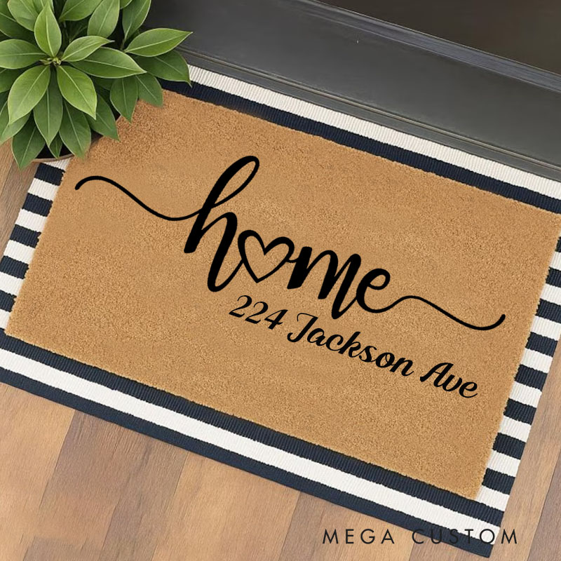 Personalized Home Doormat Custom Welcome Mat Durable Coir Rug for Front Door Housewarming Gift for Couples Newlyweds or Family