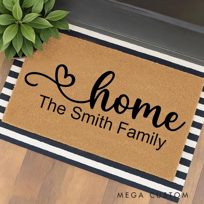 Personalized Home Doormat Custom Welcome Mat Durable Coir Rug for Front Door Housewarming Gift for Family Couples or New Homeowners