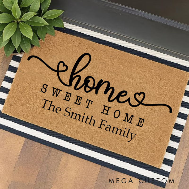[Copy]Personalized Home Sweet Home Doormat Custom Welcome Mat Durable Coir Rug for Front Door Housewarming Gift for Family or New Homeowners