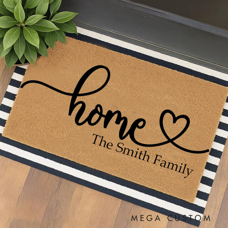 Personalized Home Doormat Custom Welcome Mat Durable Coir Rug for Front Door Housewarming Gift for Family Couples or New Homeowners
