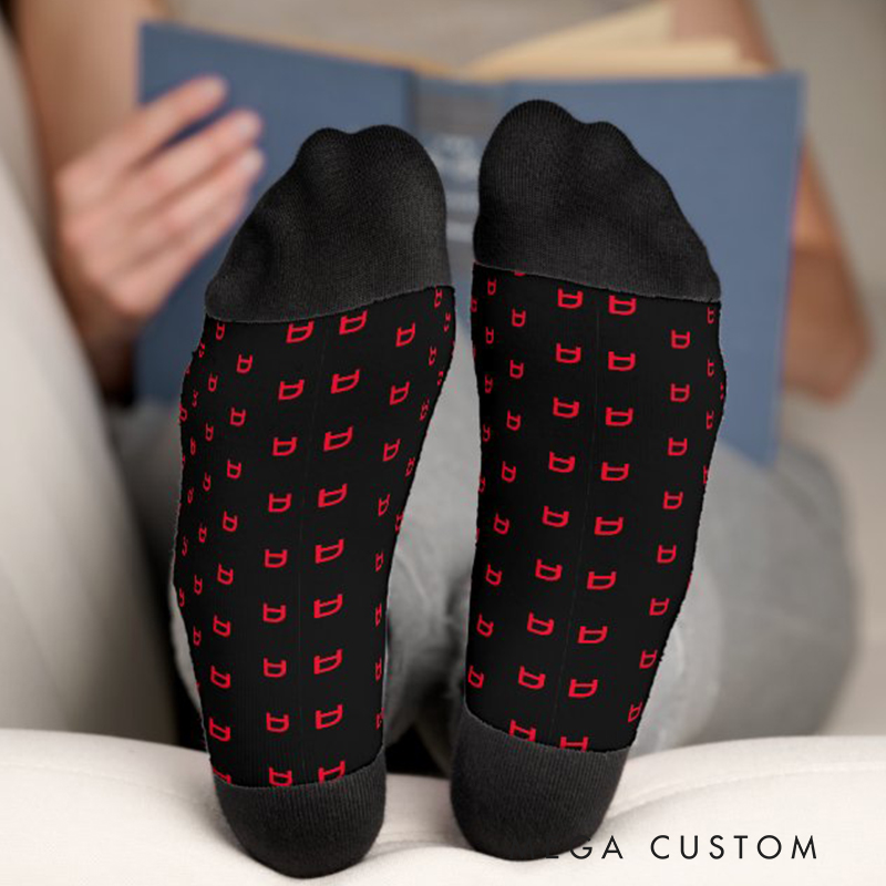 Personalized Checkered Flag Custom Name Socks Personalized Monogram Racing Style Blue and Red Pattern Socks Gift for Car Lovers