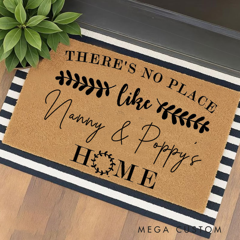 Personalized Welcome Doormat There Is No Place Like Home Doormat Housewarming New Home Gift for Grandparent