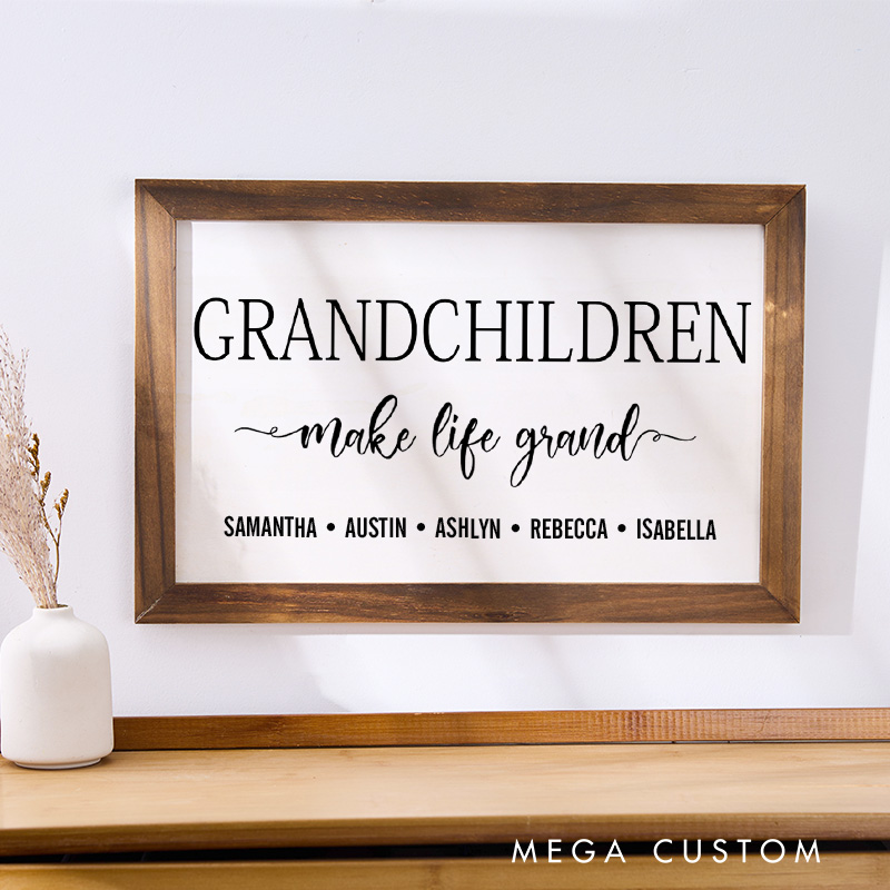 Personalized Grandchildren Wood Sign Gift for Grandparents Family Gift Housewarming Gifts