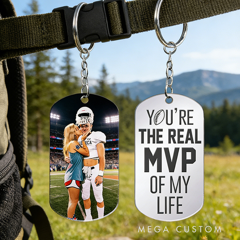 Personalized "You're the Real MVP" Football Keychain for Couples or Sports Fans Valentine's Day Gift 