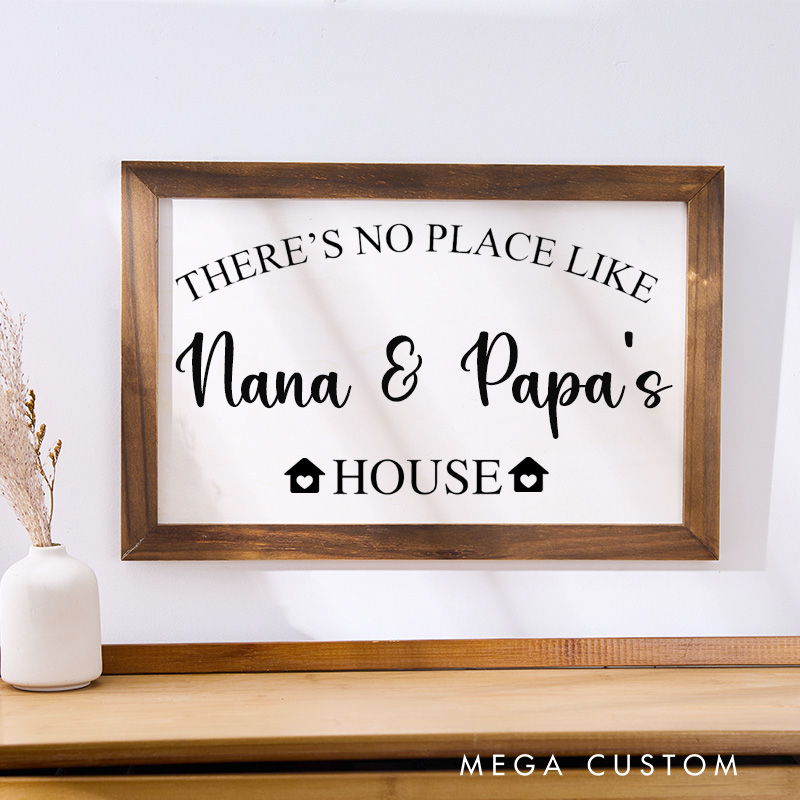 Personalized There's No Place Like Nana and Papa's House Wooden Wall Art Custom Grandparents Home Gift