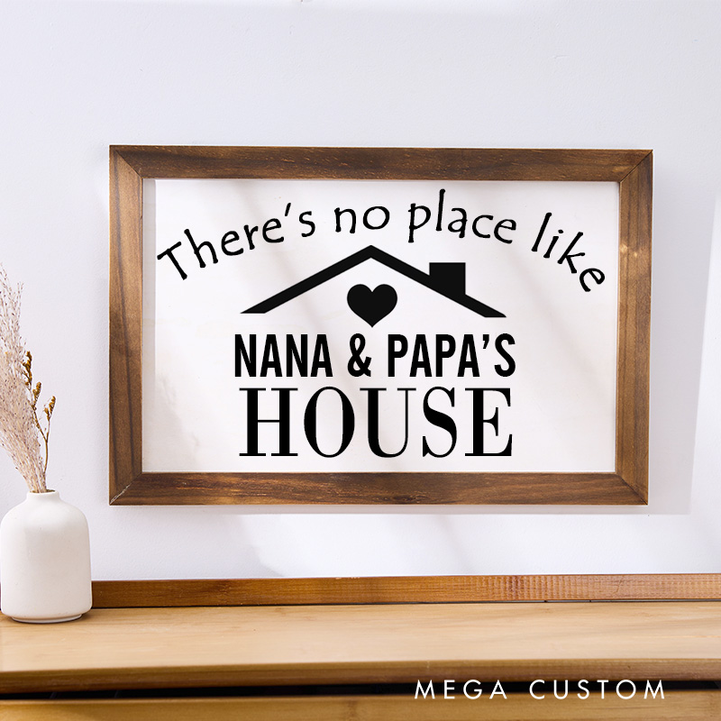 Personalized Grandparents Gift Custom There's No Place Like Nana and Papa's House Wooden Wall Art