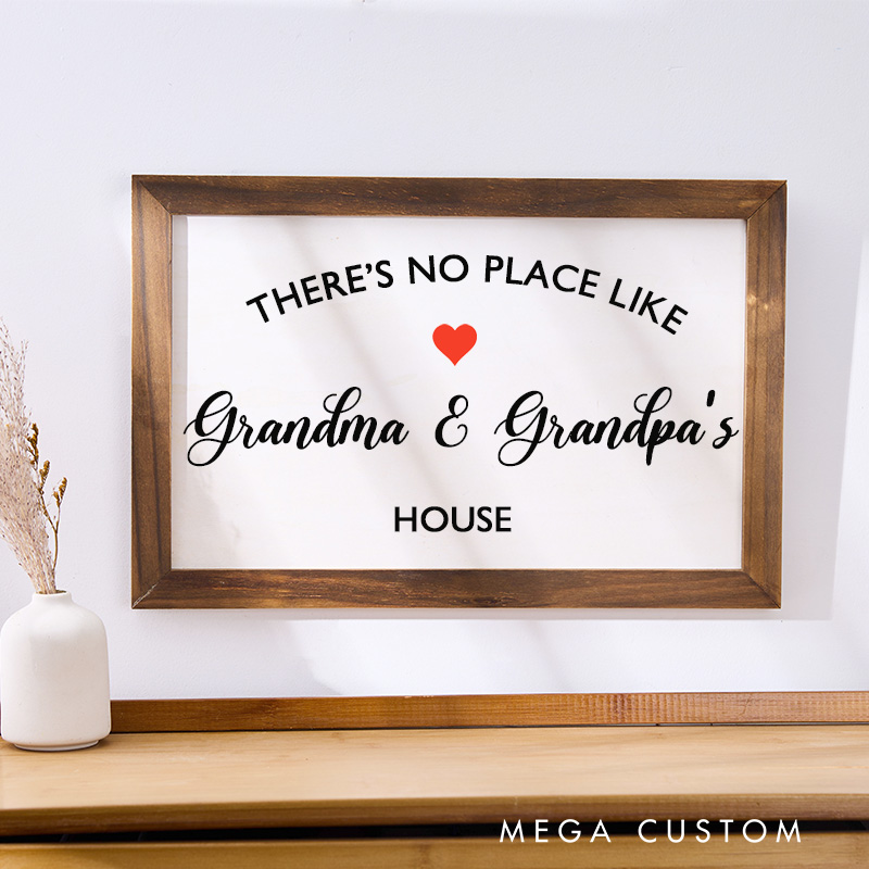 Personalized There's No Place Like Grandma and Grandpa's House Wooden Sign Custom Decoration for Grandparents Home Gift