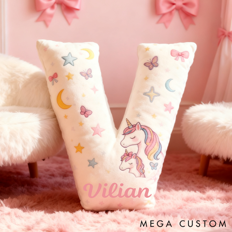 Personalized Graphic 3D 26 Letters Colorful Family Pillow Special Family Gift  with Custom Name Design