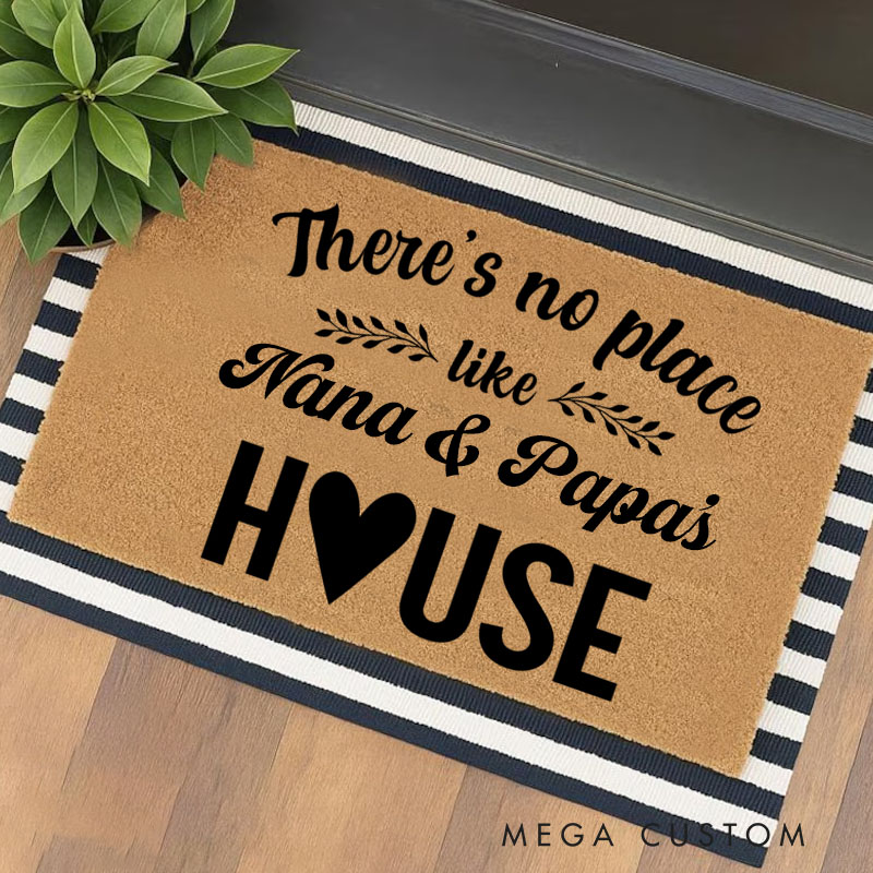 Personalized There's No Place Like Grandparents House Doormat Custom Welcome Mat Indoor Outdoor Rug Home Decor Gift for Family Grandkids Entryway