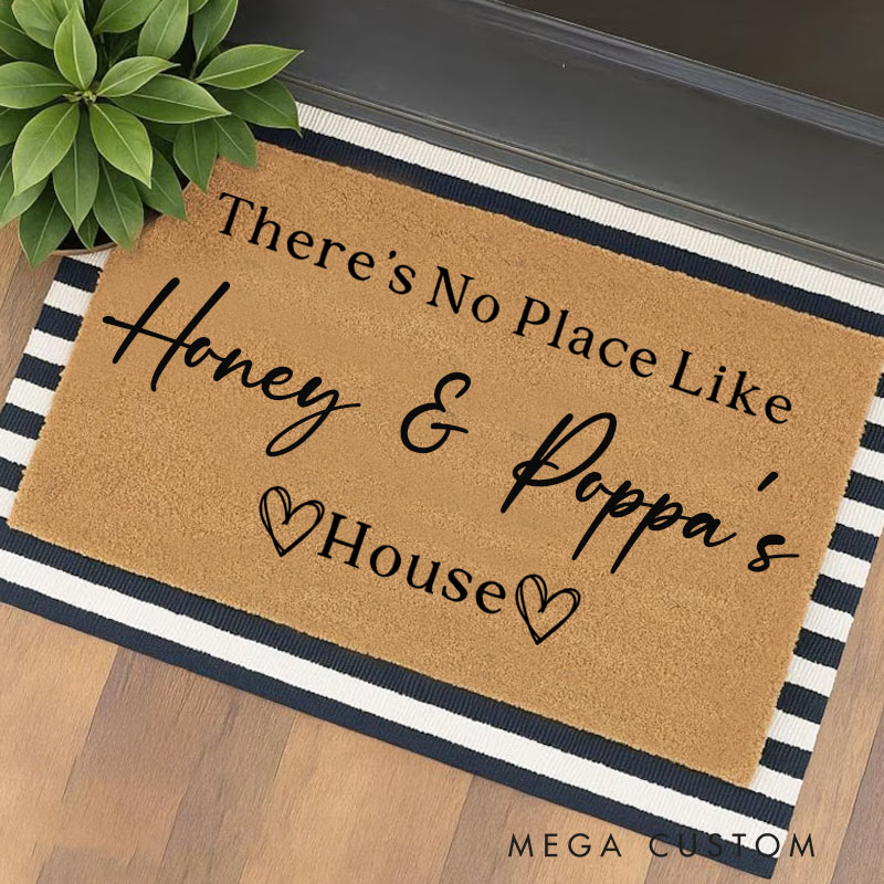 Personalized There's No Place Like Grandparents House Doormat Custom Welcome Mat Indoor Outdoor Rug Home Decor Gift for Family Grandkids Entryway