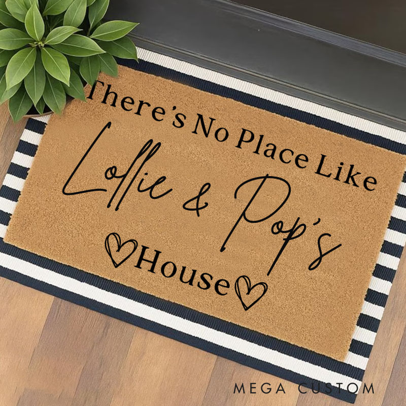 Personalized There's No Place Like Grandparents House Doormat Custom Welcome Mat Indoor Outdoor Rug Home Decor Gift
