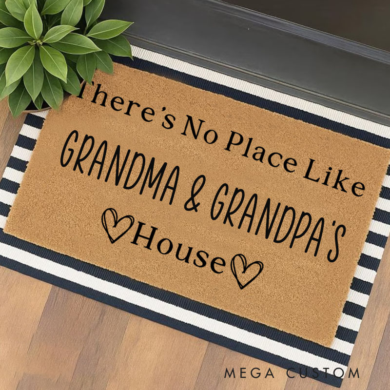 Personalized There's No Place Like Grandma & Grandpa's House Custom Grandparents House Doormat Home Decor Gift for Grandma and Grandpa