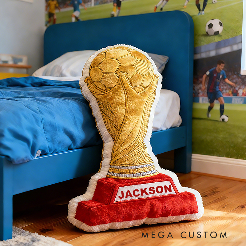 Personalized Graphic3DPrint Soccer Golden Trophy Pillow with Custom Name for Champions Graphic 3D Print