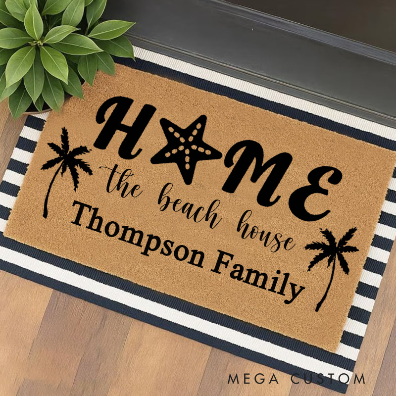 Personalized Welcome To Our Beach House Custom Doormat Beach House Doormat Vacation Home Doormat Closing Gift Beach Doormat Custom Doormat