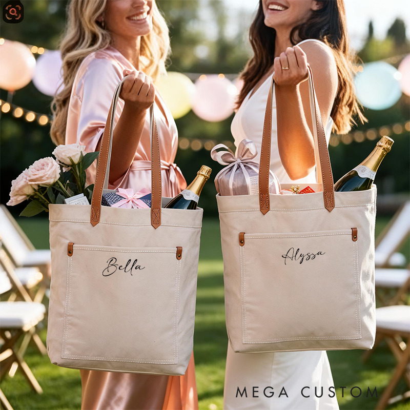 Personalized Canvas Tote Bag with Name Custom Name Bag Canvas Tote Bag Gift for Her Gift for Mother Wife