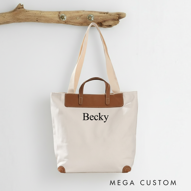 Personalized Canvas Tote Bag with Name Custom Name Bag Canvas Tote Bag Gift for Her Gift for Mother Wife