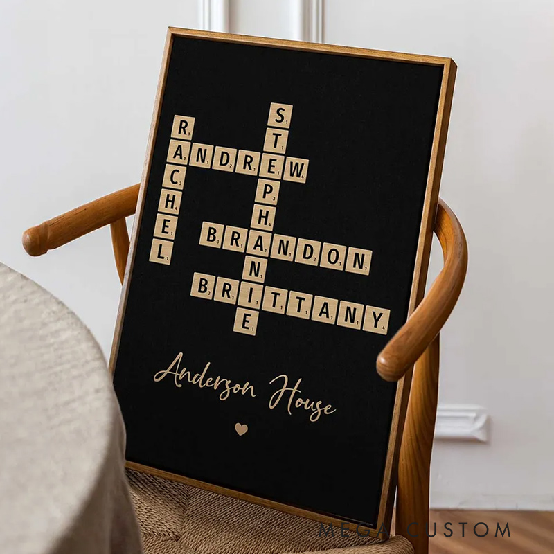 Personalized Family Crossword Art Poster Created In A Moment Treasured Forever Family Gift