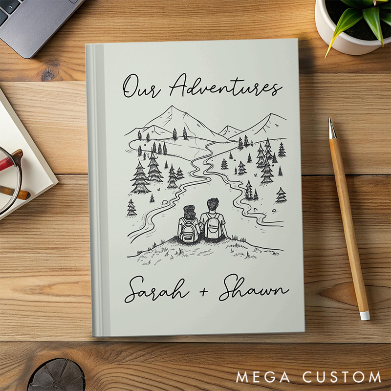 Our Adventures Journal Personalized A5 Travel Notebook for Couples Adventure Log Book Hiking Memory Journal Anniversary Valentines Gift for Him or Her