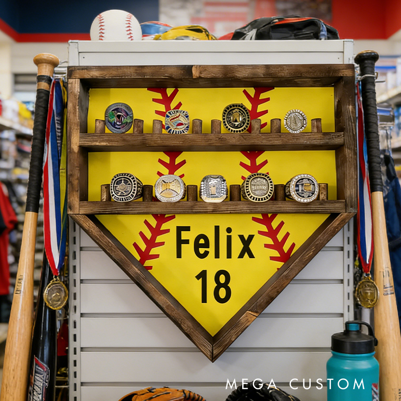 Personalized Softball Home Plate Championship Ring Display for Softball Stars