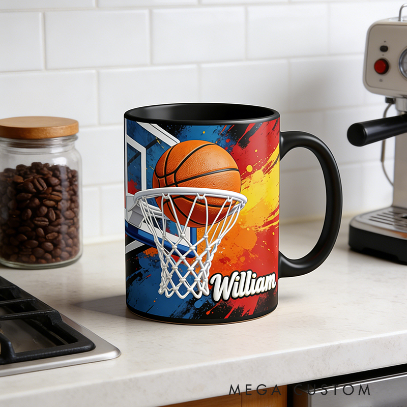 Personalized Basketball Slam Dunk Coffee Mug for Basketball Enthusiasts