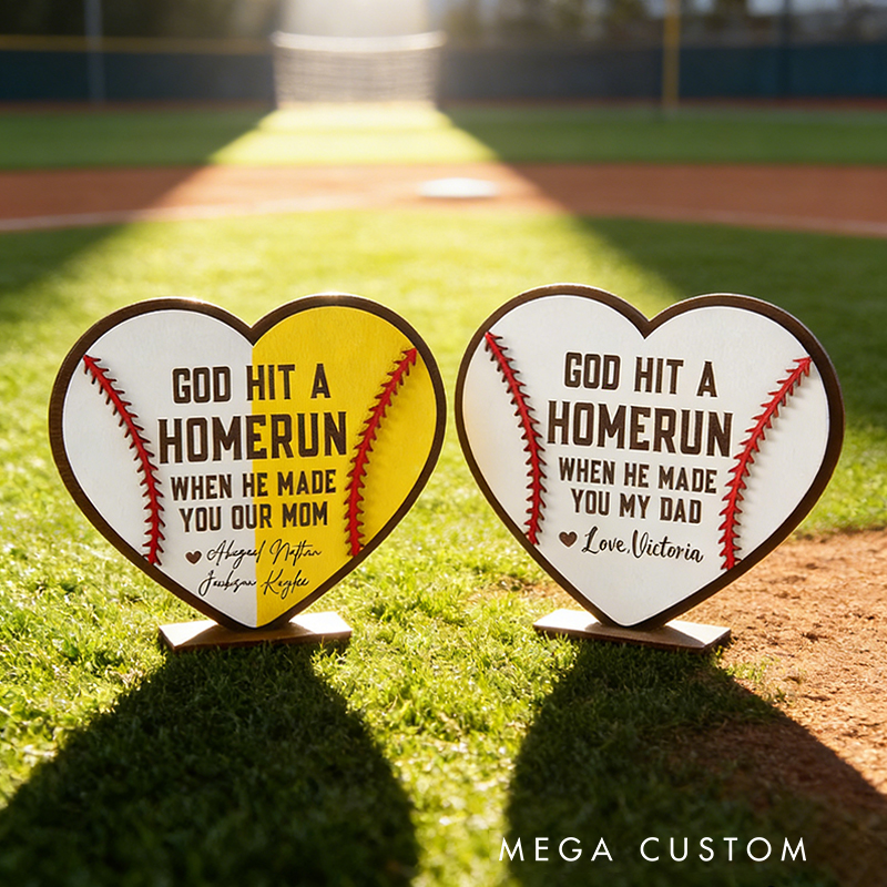Personalized Baseball Softball Heart Plaque with Custom Text