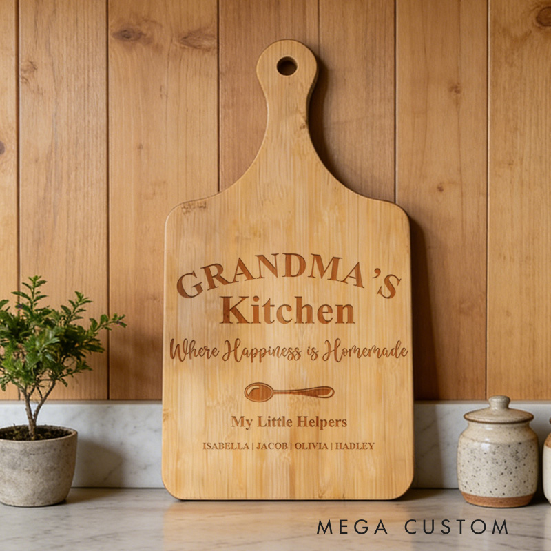 Personalized Grandma's Kitchen Cutting Board Sentimental Christmas Gift from Grandchildren Custom Charcuterie board for Nana