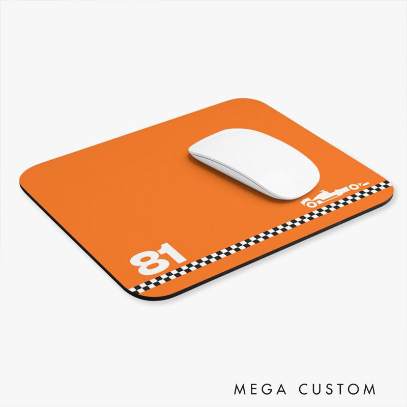 Personalized Racing Gifts Custom Name or Number Mouse Pad with Checkerboard Car Design Desk Mat for Racing Lovers