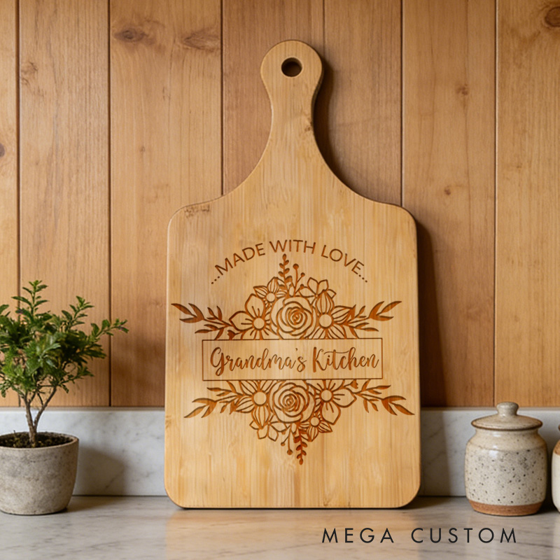 Personalized Grandma's Kitchen Cutting Board Custom Engraved Cutting Board for Grandma Gifts Home Decor Cooking Anniversary Birthday